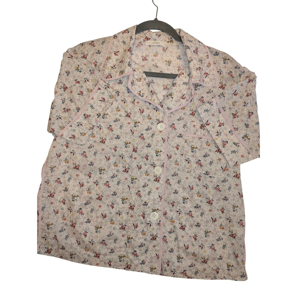 Araks $600 Liberty London Pajama Set Floral Cotton Lawn Silk Lg Top Sm bottom